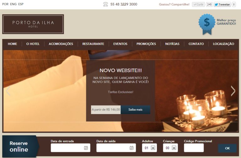 Hotel Porto da Ilha está com site novo e lança promoção especial