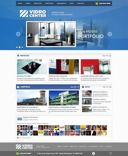 NacionalVOX cria e desenvolve site para Vidrocenter; desde 1969 a sua vidraçaria em Florianópolis