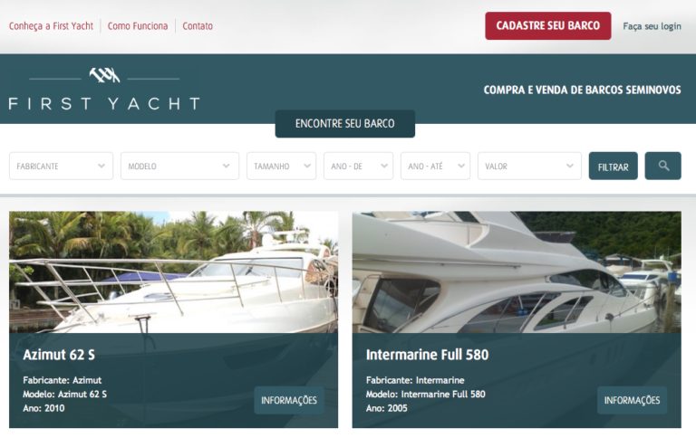 NacionalVOX cria e desenvolve inovador site de venda de barcos seminovos para a First Yacht